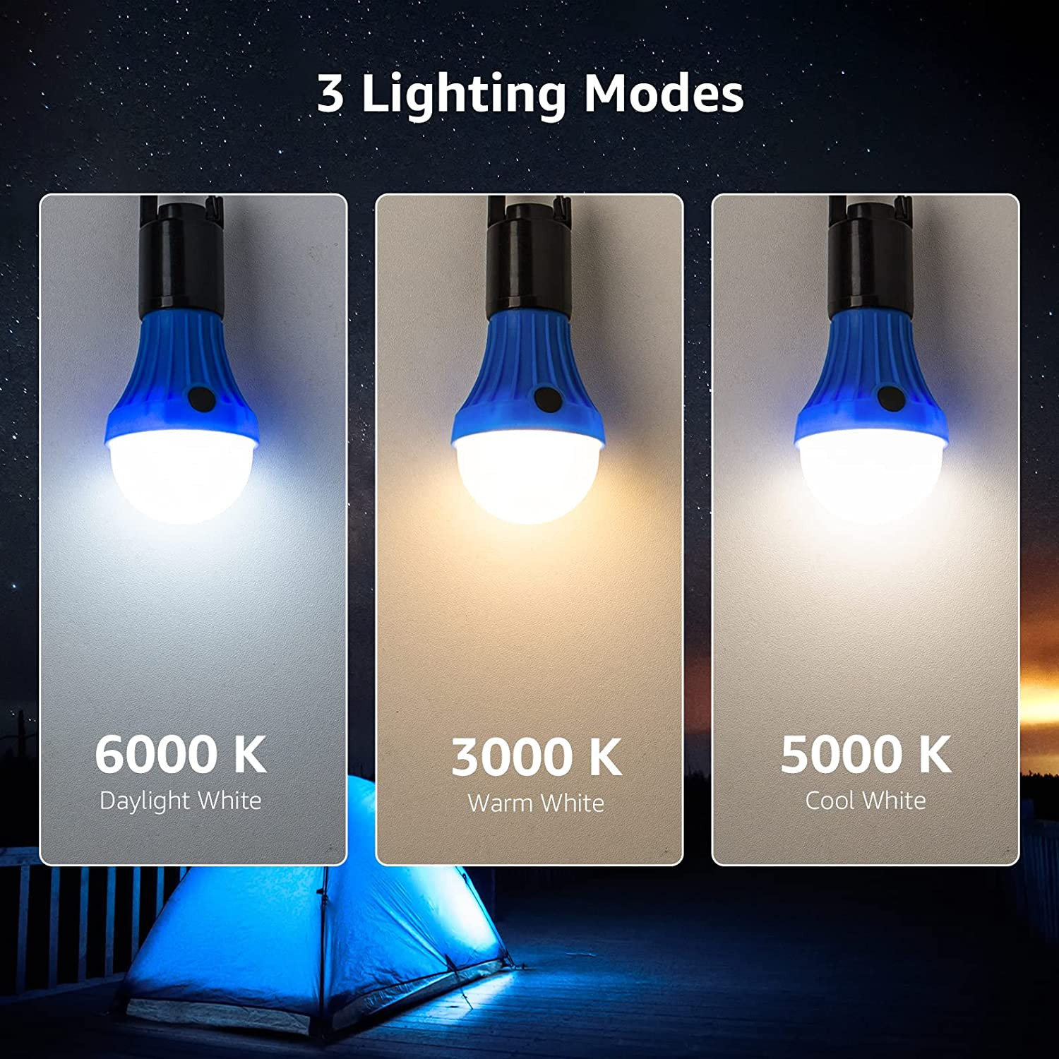 Lepro Portable LED Camping Lantern, Camping Essentials with 3 Lighting Modes, Ha
