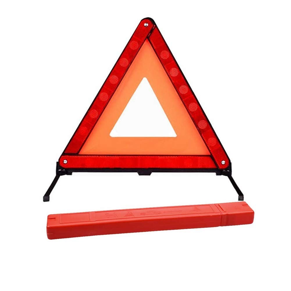 AISIBO Reflective Triple Triangle Car Warning Sign Roadside m, Red, Orange