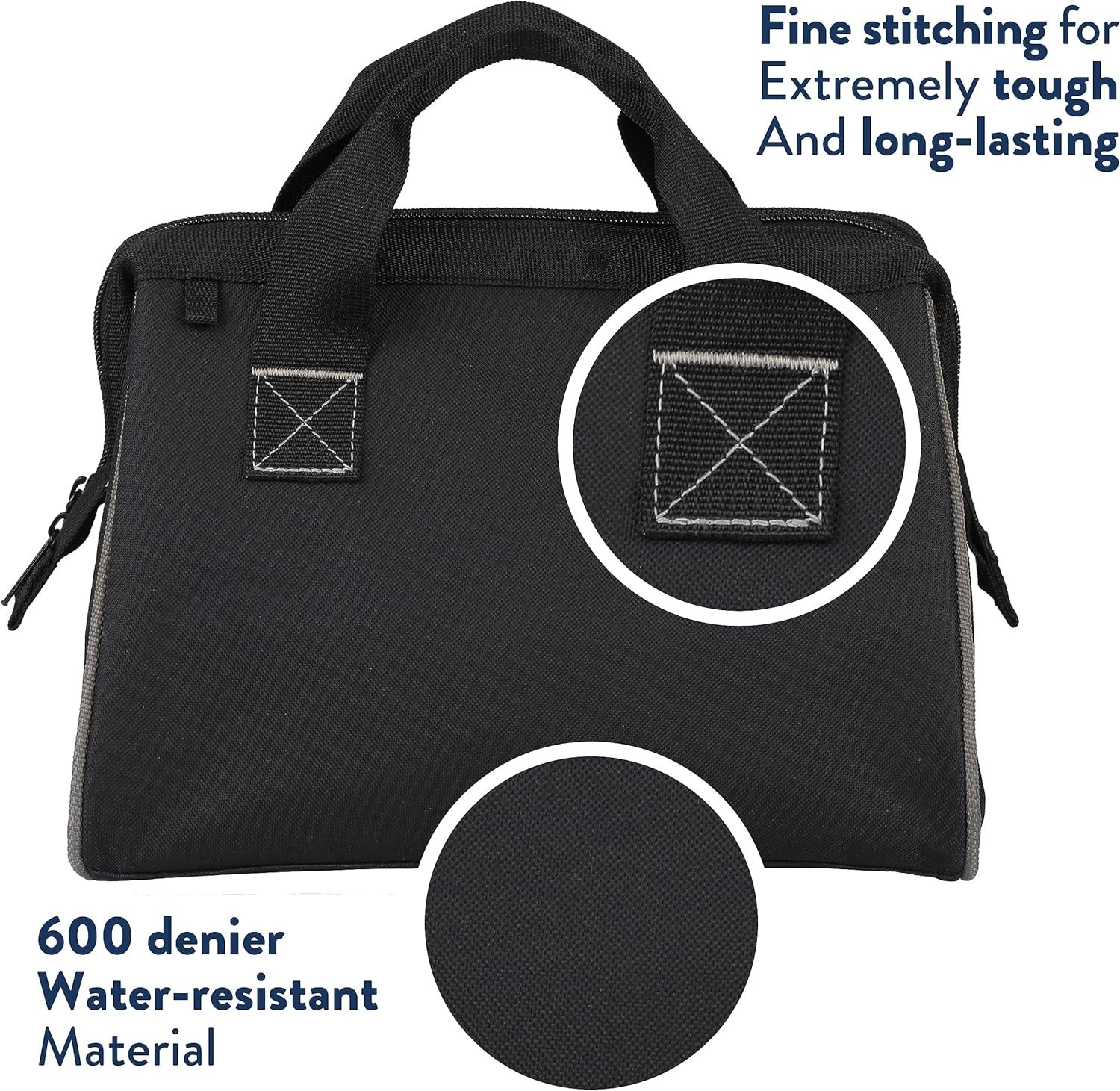 Compact Tool Bag with 3 Pockets and Adjustable Straps - Perfect for Craftsmen