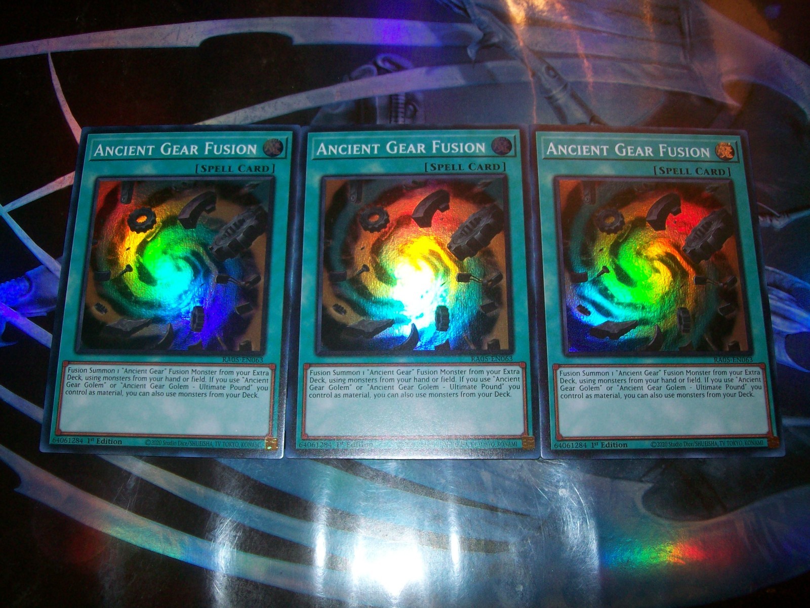 3x Ancient Gear Fusion 1st Edition Super Rare RA05-EN063 Yu-Gi-Oh!