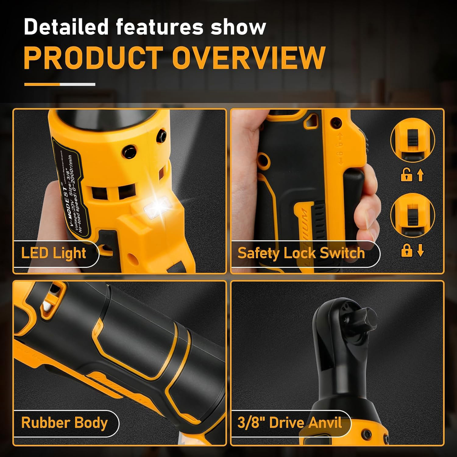 Cordless Angle Grinder/Impact Wrench Tool Combo Kit For Dewalt 20V MAX Battery