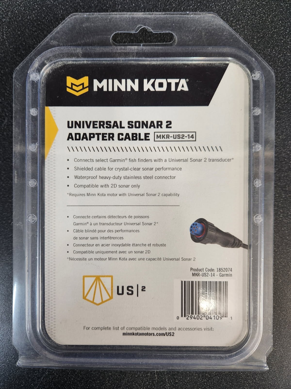 New OEM MinnKota US2 Adapter Cable / MKR-US2-14 - Garmin 8-Pin 1852074