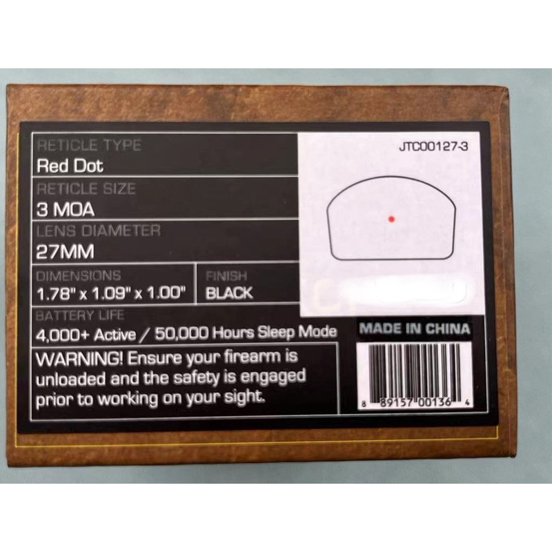Swampfox Justice 1x27mm 3MOA Red Dot Sight Micro Reflex For RMR Footprint