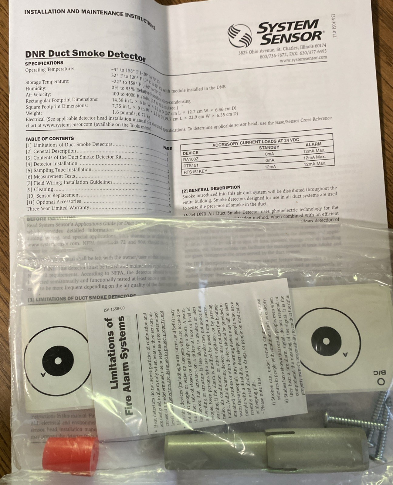System Sensor DNR Intelligent Non-Relay Duct Smoke Detector Remote Test Capable