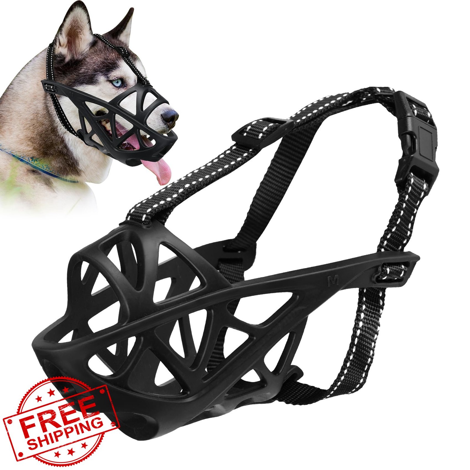 ODRIEW Dog Muzzle for Large Medium Dogs Basket Breathable Black M