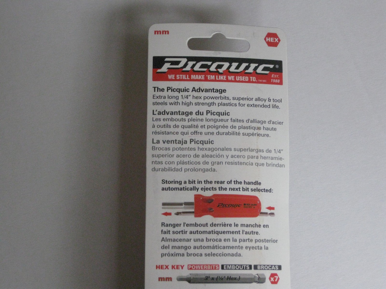 PICQUIC HEX-Calibre MM Multi Bit Driver with 7 MM Hex Key Powerbits #88153