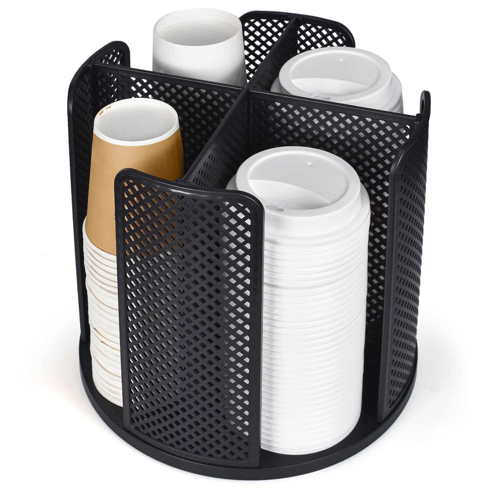 Cup and Lid Organizer, 360° Rotatable Coffee Cup Holder for Disposable Plasti...