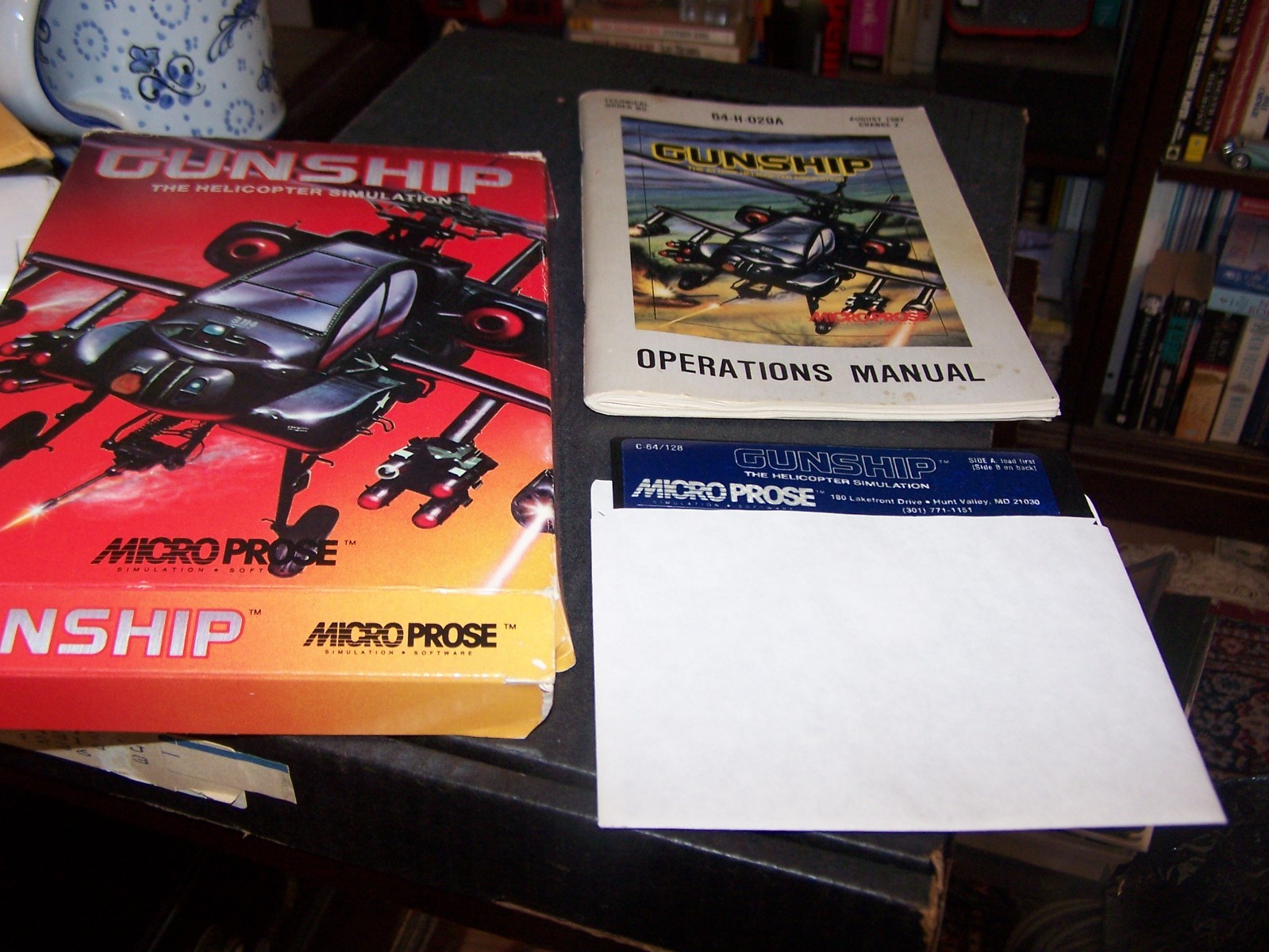 Microprose Gunship Helicopter Simulator Software on 5.25 Disk for Commodore 64