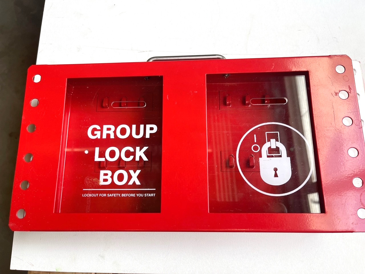 Lockout/Tagout, Steel Double compartment Group Lockout Box,  Bonus 2-Free Locks