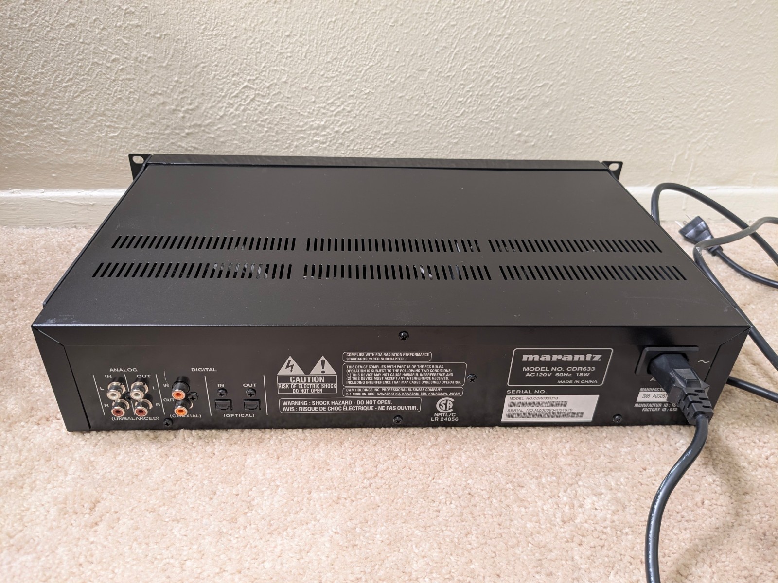 Marantz CDR633 Professional Rackmount Slot-Loading CD Player / Recorder