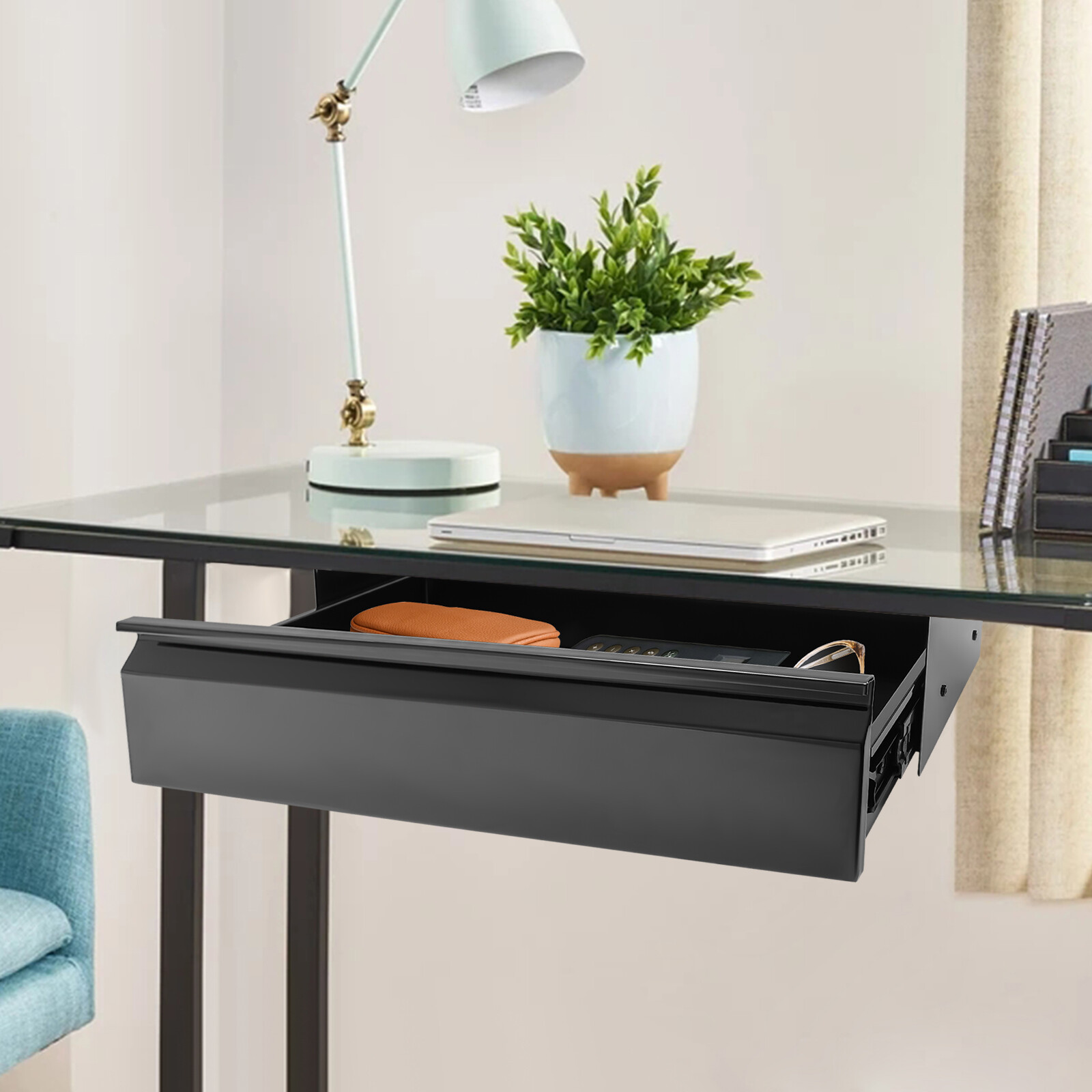 22" Black Space Saver Sliding Under Desk Storage Drawer Pull-out Drawer
