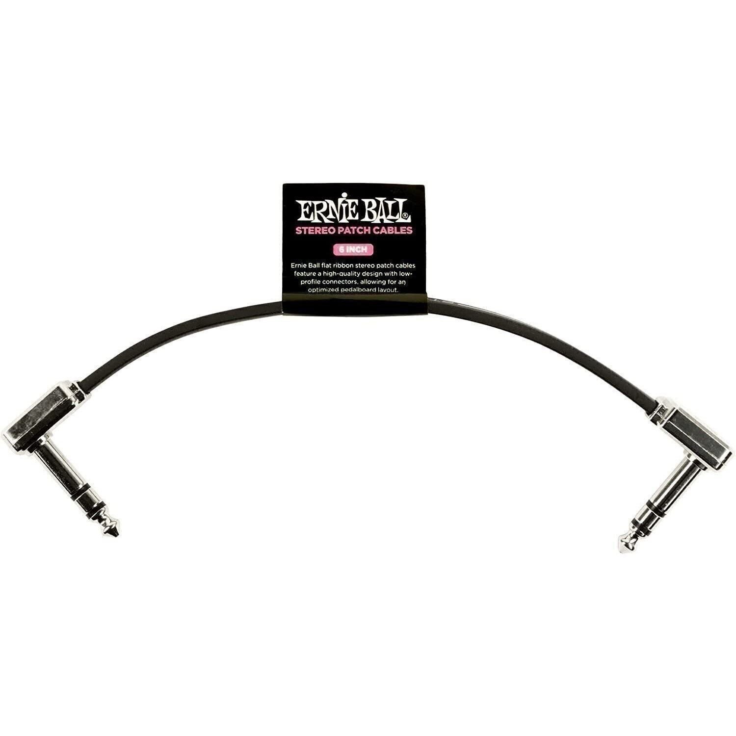 Ernie Ball Stereo Guitar Patch Cable 6" Flat Right Angle Effects Pedal