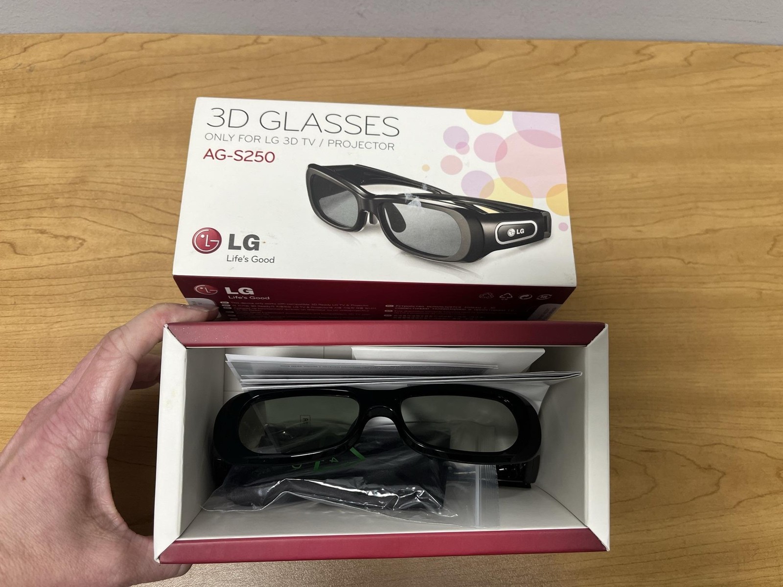 LG 3D Glasses Black AG-S250 AG-S250/AUS Original OEM For LG 3D TV Projector