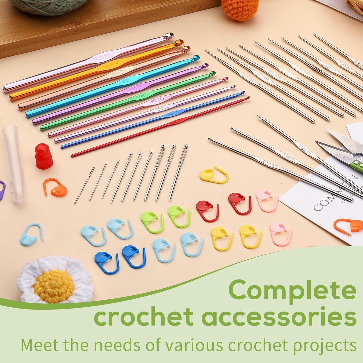 Colorful 54-Piece Crochet Hooks Set for Beginners - Comfortable & Versatile
