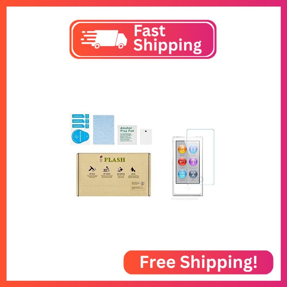 IFLASH iPod Nano 8/7 glass Screen Protector, [2 Pack] Crystal Clear Tempered Gla