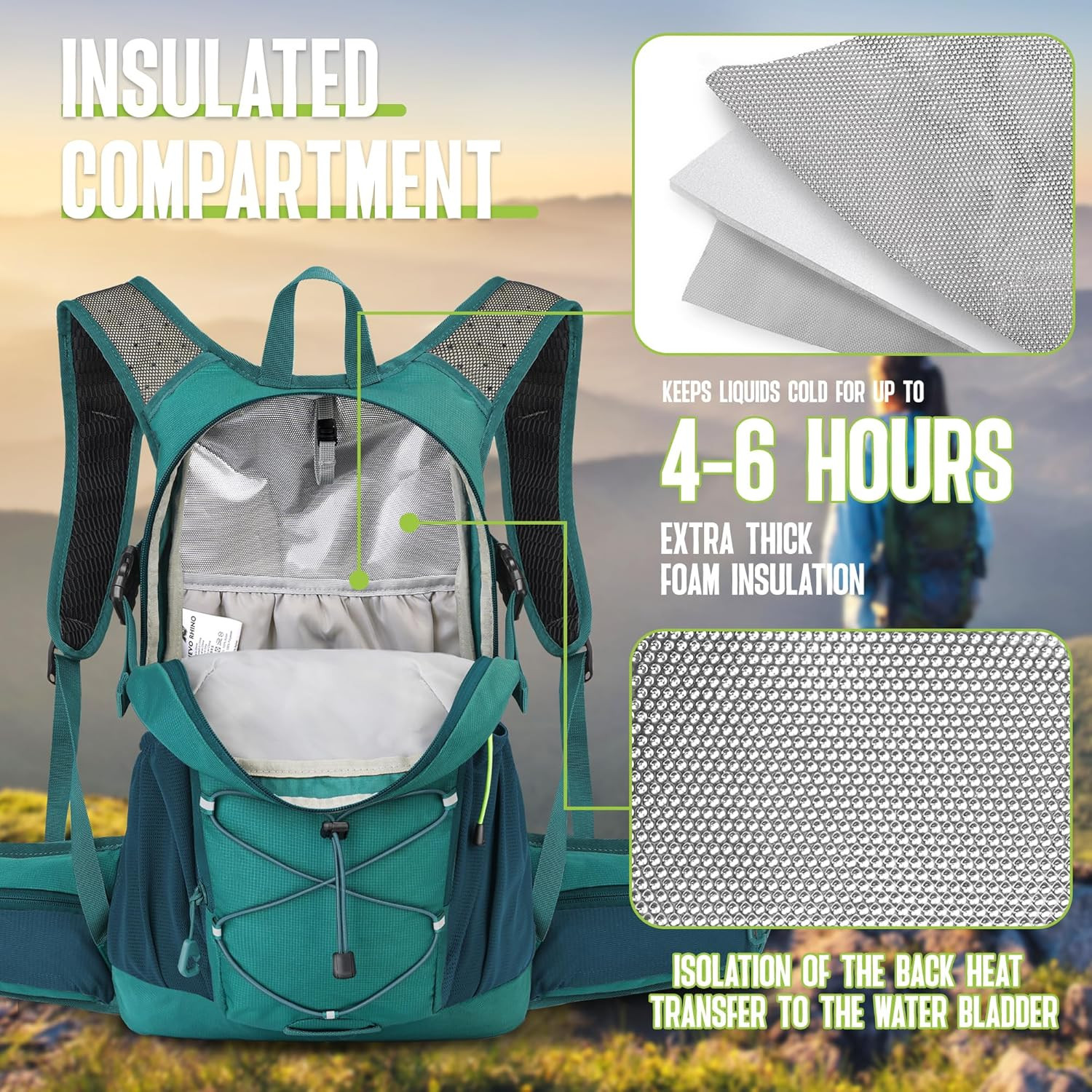 Hydration Backpack, 18L Multipurpose Hiking Backpack with 3L Water Bladder, Wate