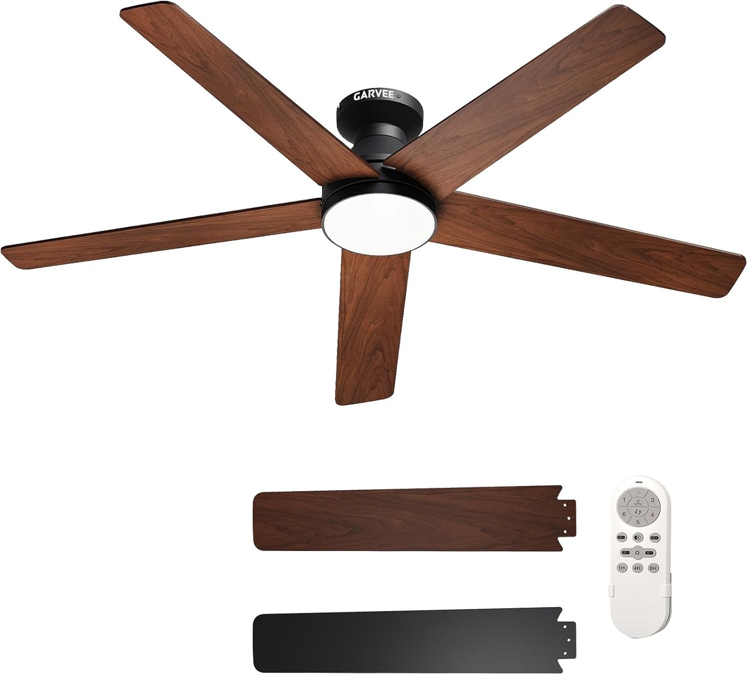 42" Ceiling Fan with LED Lights 5 Blade 6 Speed Remote Control Reversible Motor