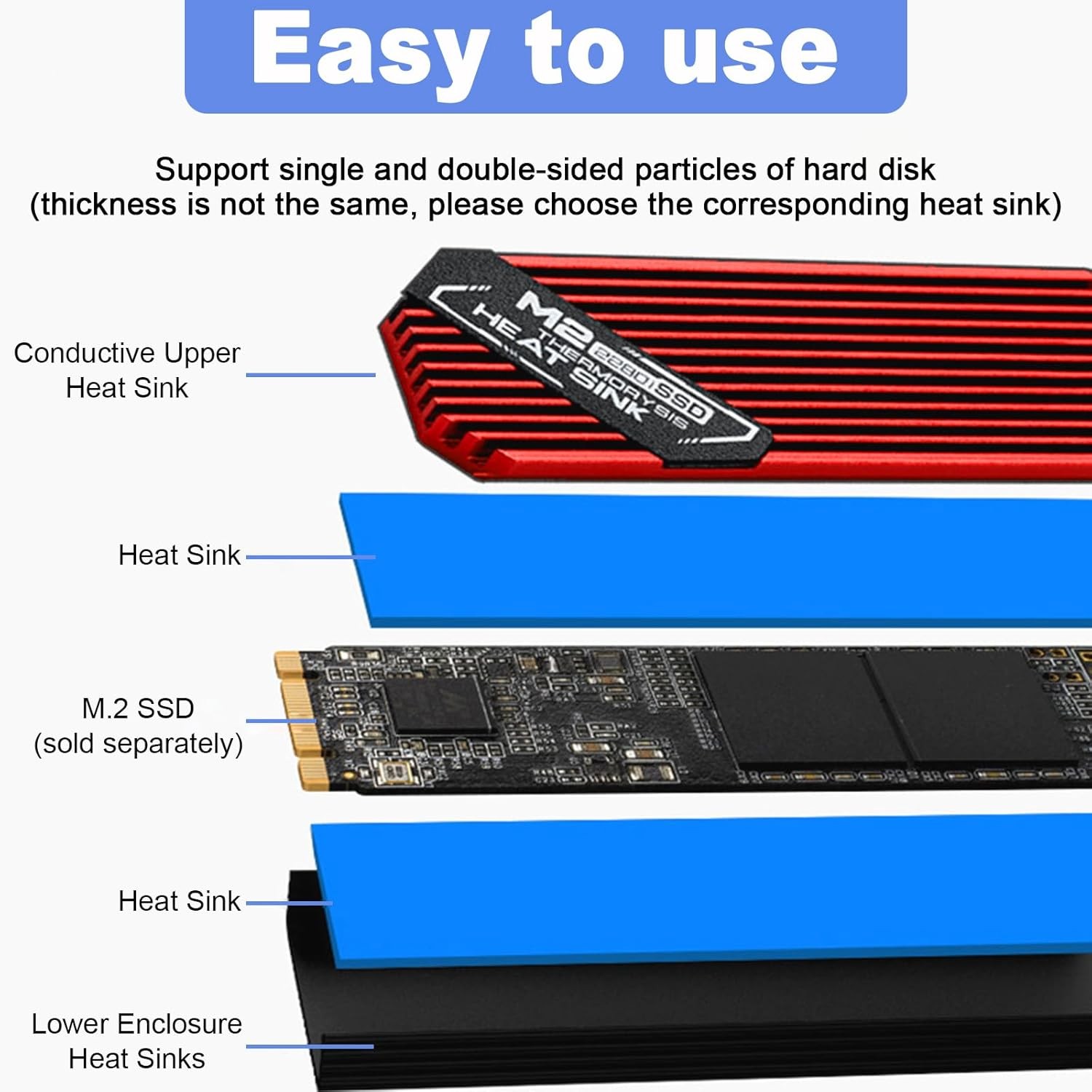 M.2 SSD Heatsink 2280 Thin Cooler Thermal Pads
