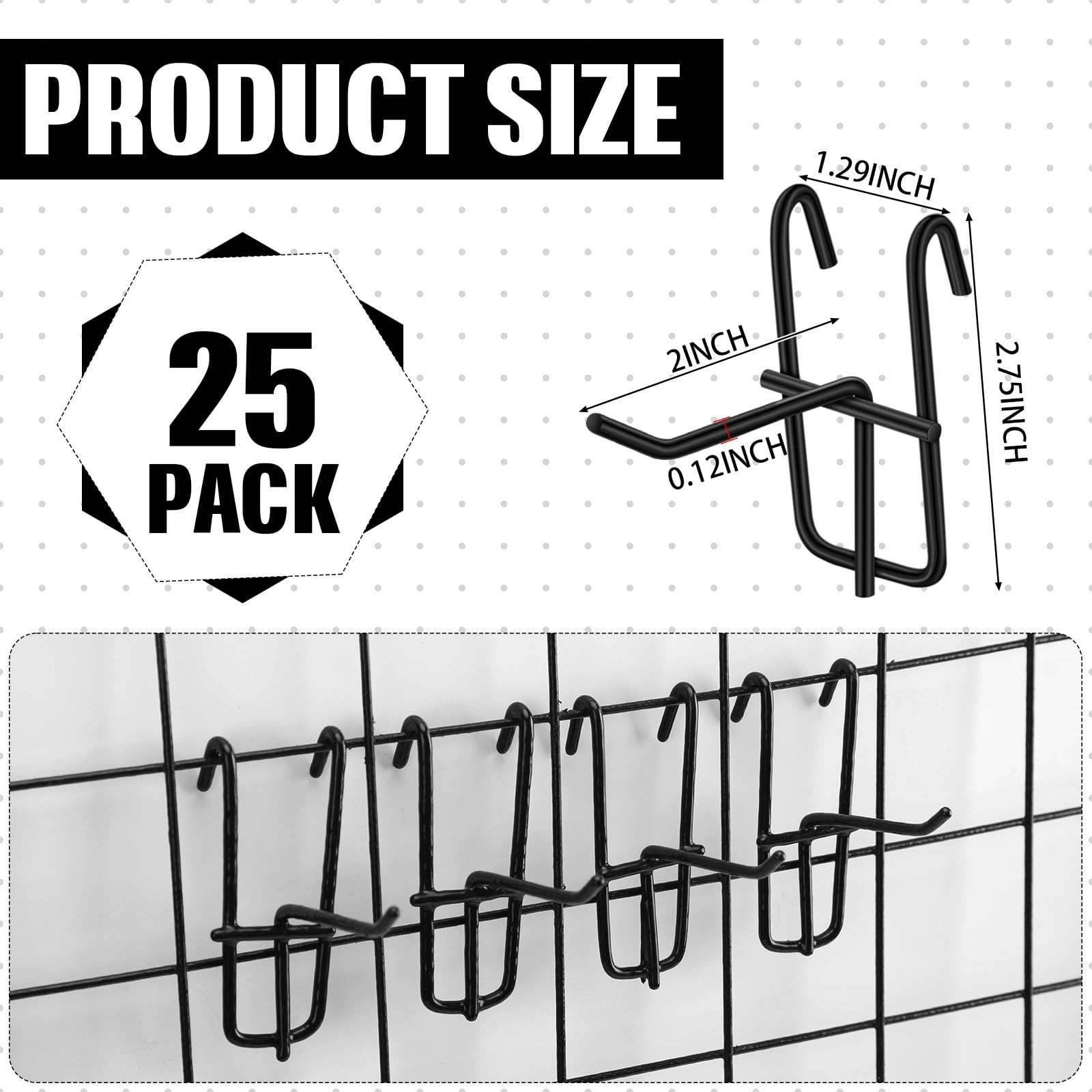 2 Inch Grid Wall Hooks 25 Pcs Gridwall Panel Hooks Store Garage Wall Mount Or...