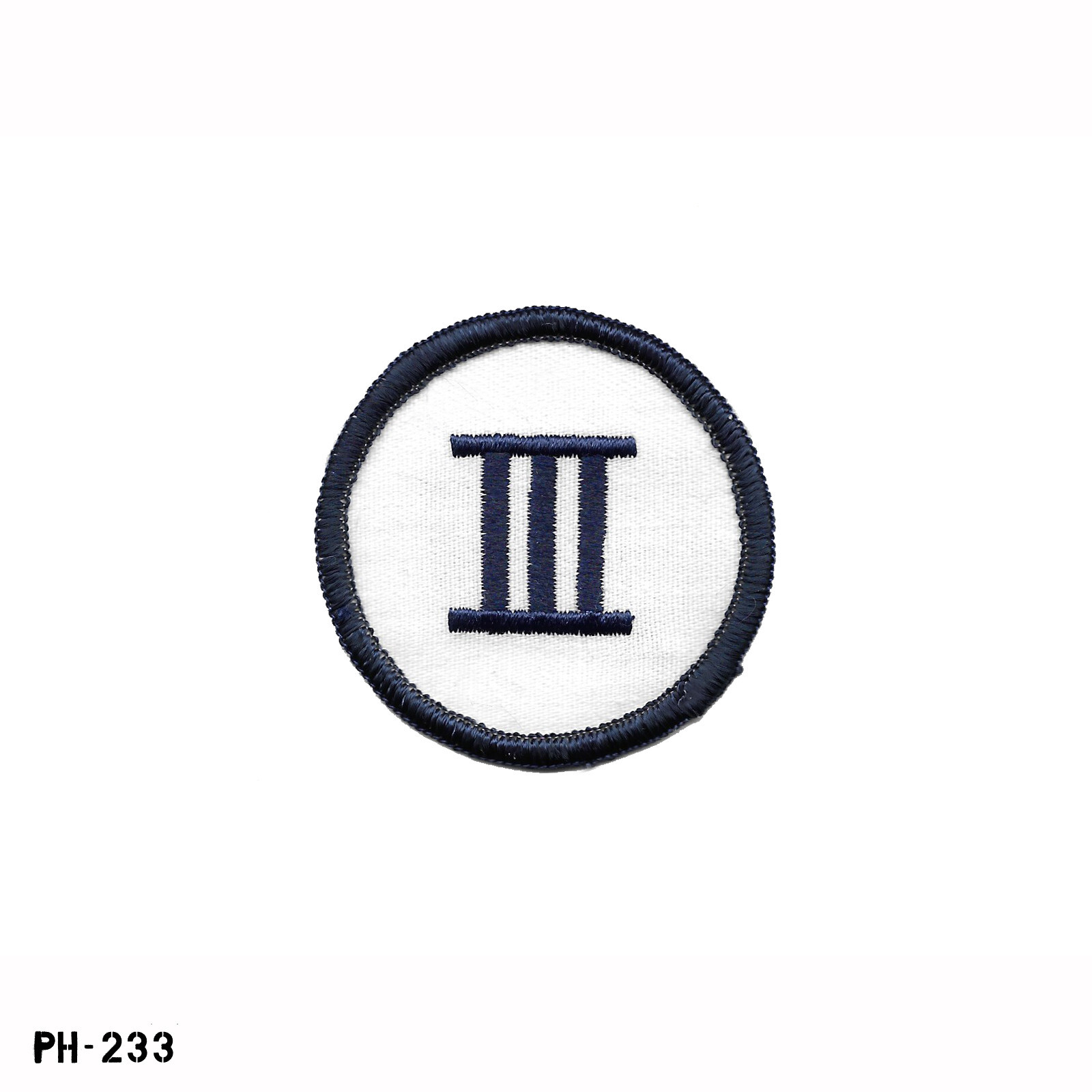 "III" Patch ~ Roman Numeral 3 ~ White & Blue ~ NOS Gemsco USA