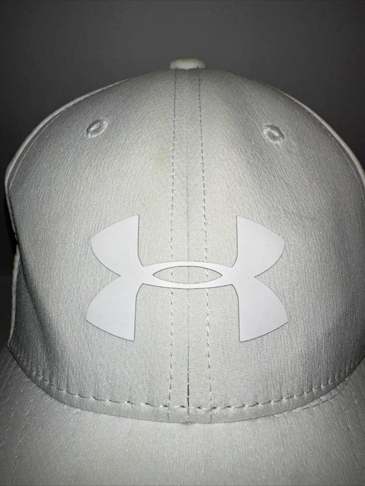 Under Armour White Youth Hat Cap w Some Marks Elastic Band in Back