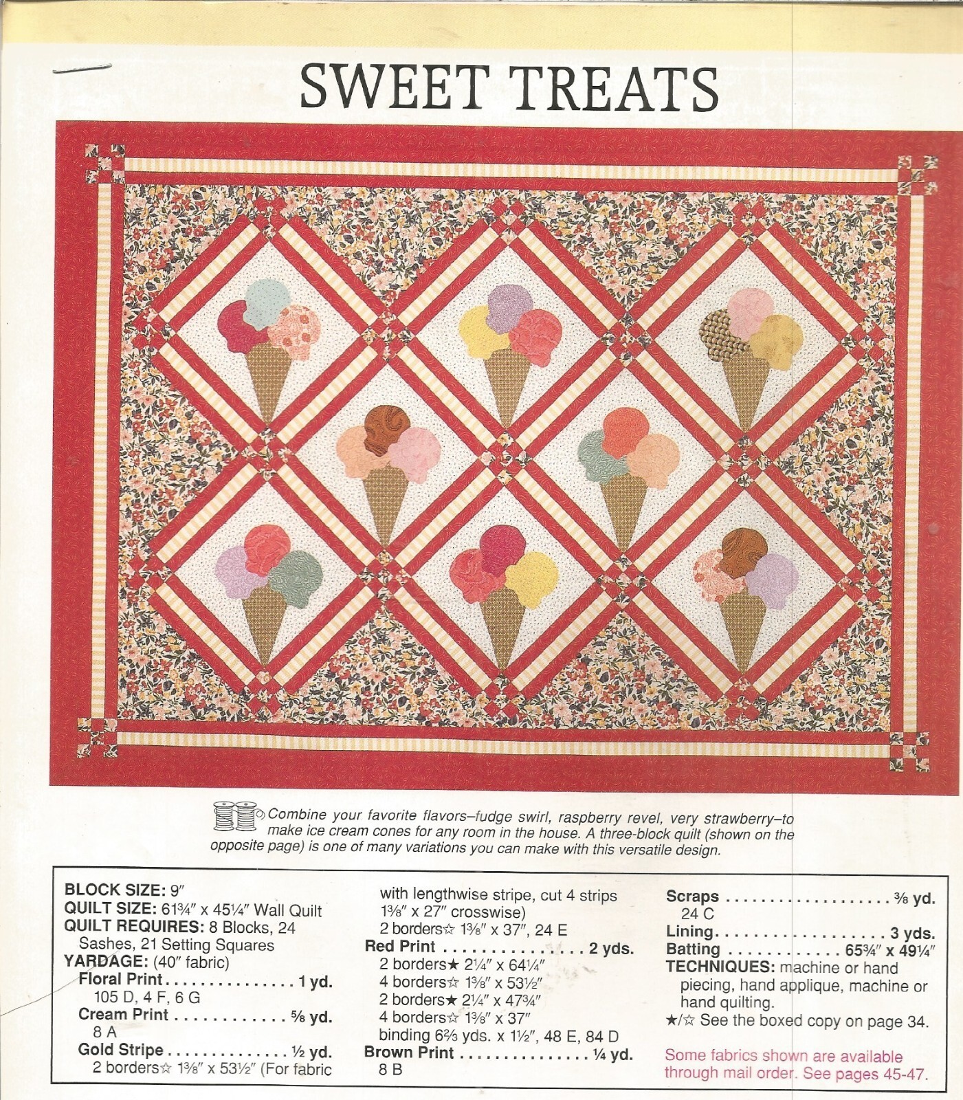 A0187 SWEET TREATS WALL HANGING  QUILT PATTERN/INSTRUCTIONS