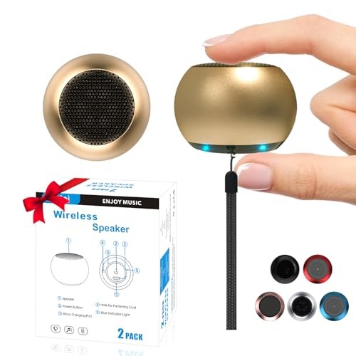 2Pack Portable Mini Speakers, Bluetooth Tiny Speakers,Wireless Micro Gold
