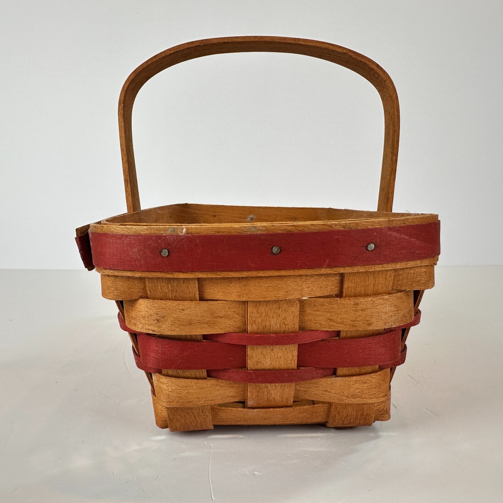 Longaberger 1990 Christmas Collection 'Gingerbread' Basket W/Red Weave Brass Tag