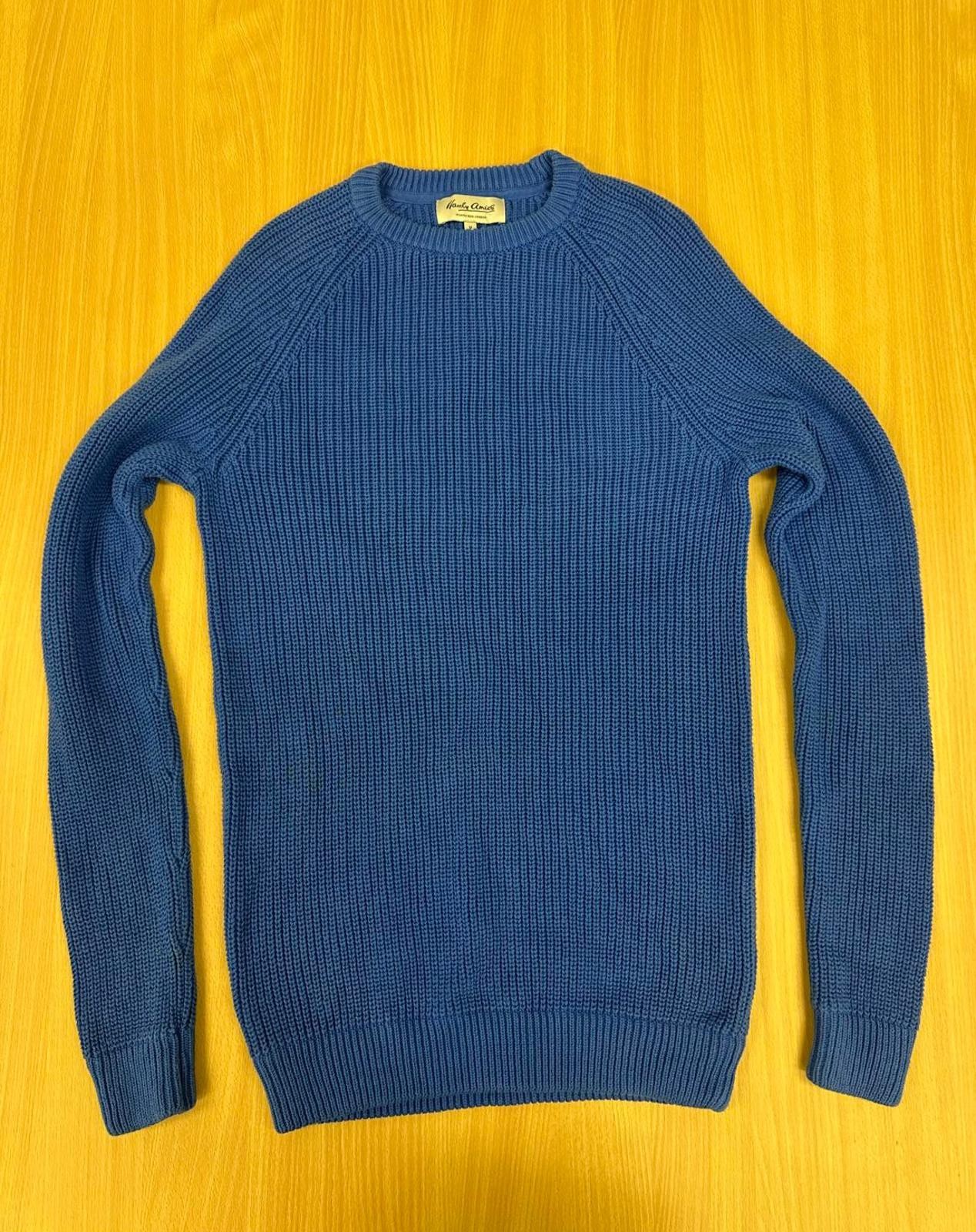 Hardy Amies Blue Cotton Crew Neck Sweater, Size M