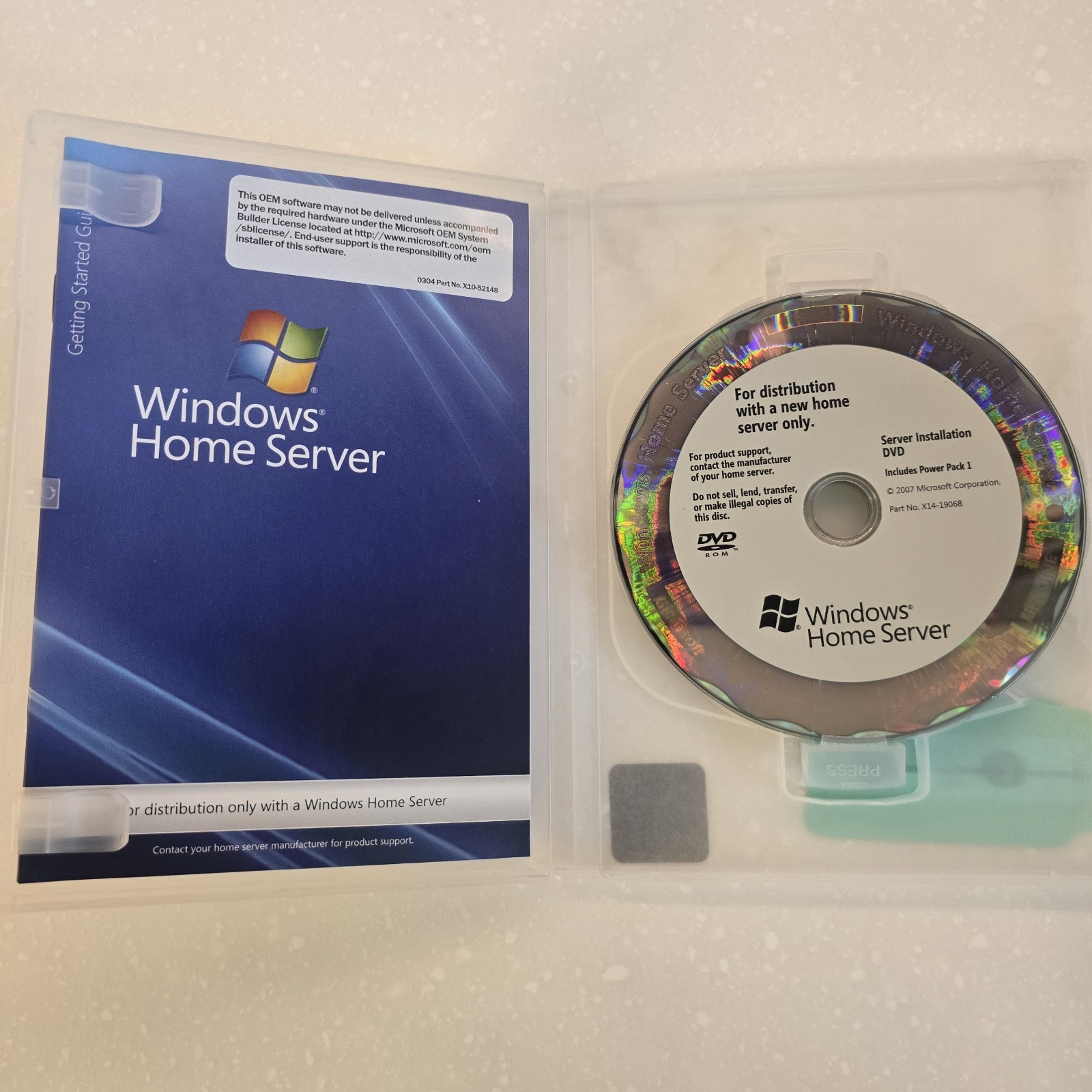 Windows Home Server OEM Software Microsoft on DVD English with Product Key 2007