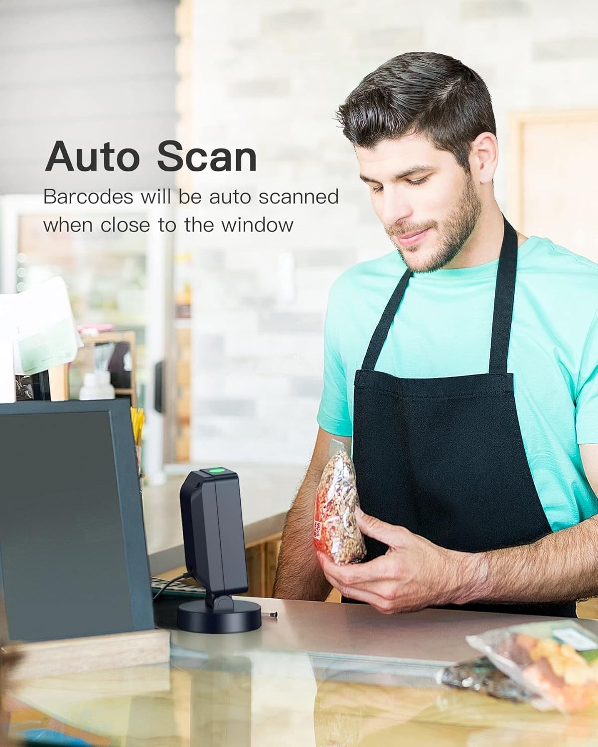 Inateck Barcode Scanner, 1D/2D Presentation Scanner,Corded and Omni-Directional