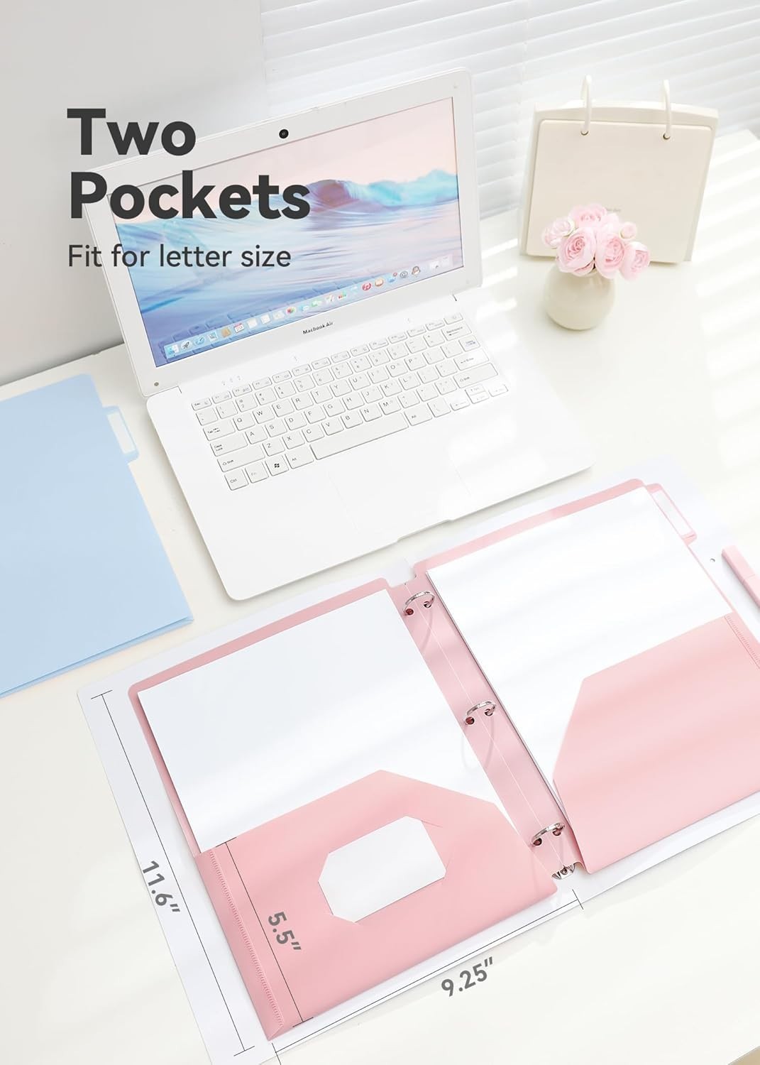 6-Pack Pastel Plastic Folders with 1/3 Cut Index Tabs for Quick Document Access