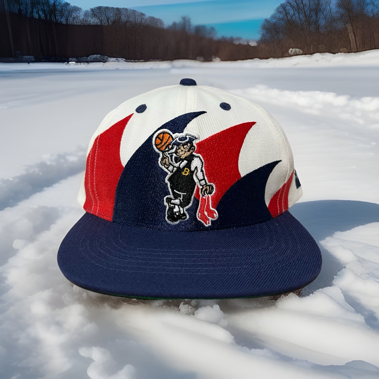 Boston Custom Sharktooth Snapback Cap Hat Red Black White One Size Fits All New