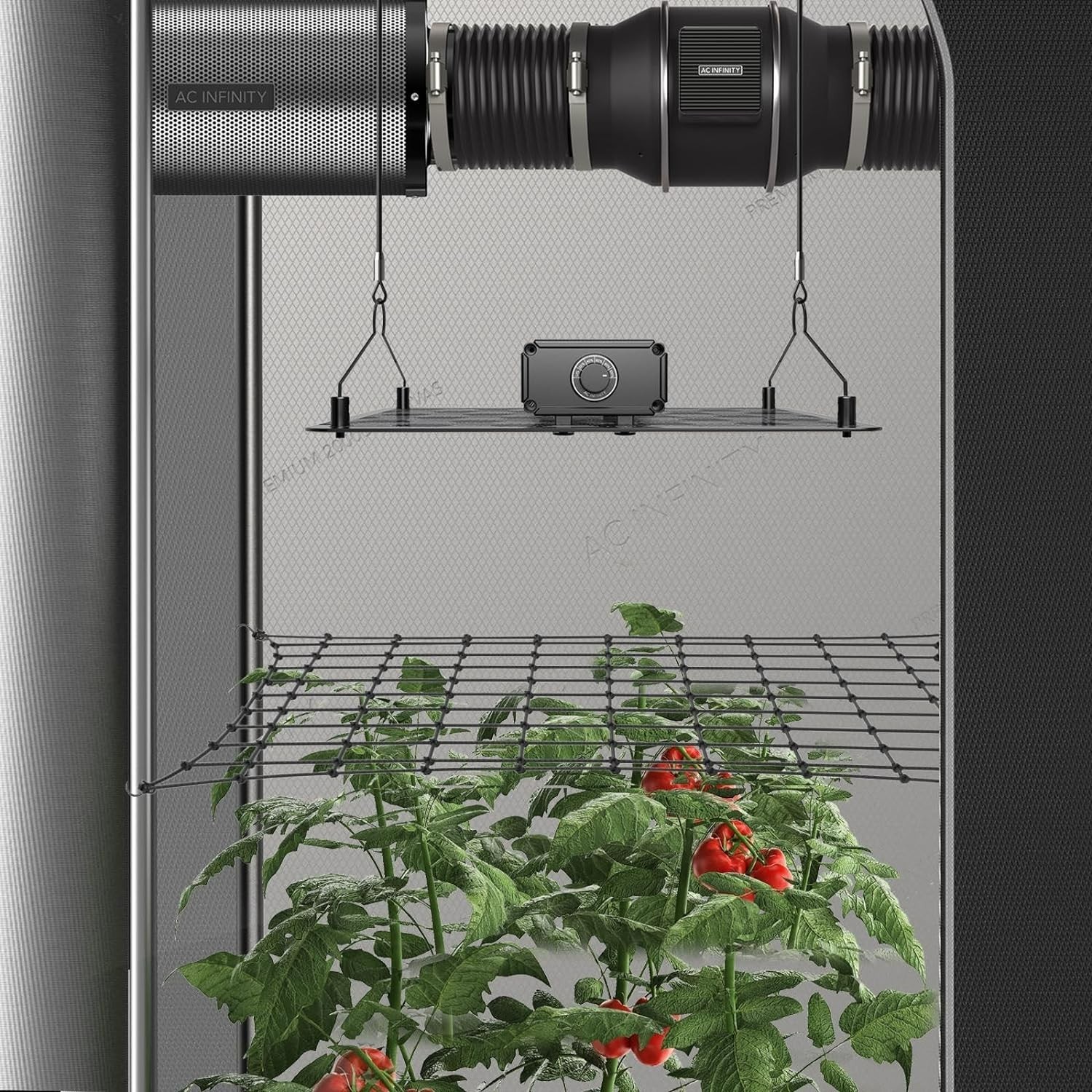 Flexible Hydroponics Trellis Netting 5x5 with Steel Hooks for Secure Support