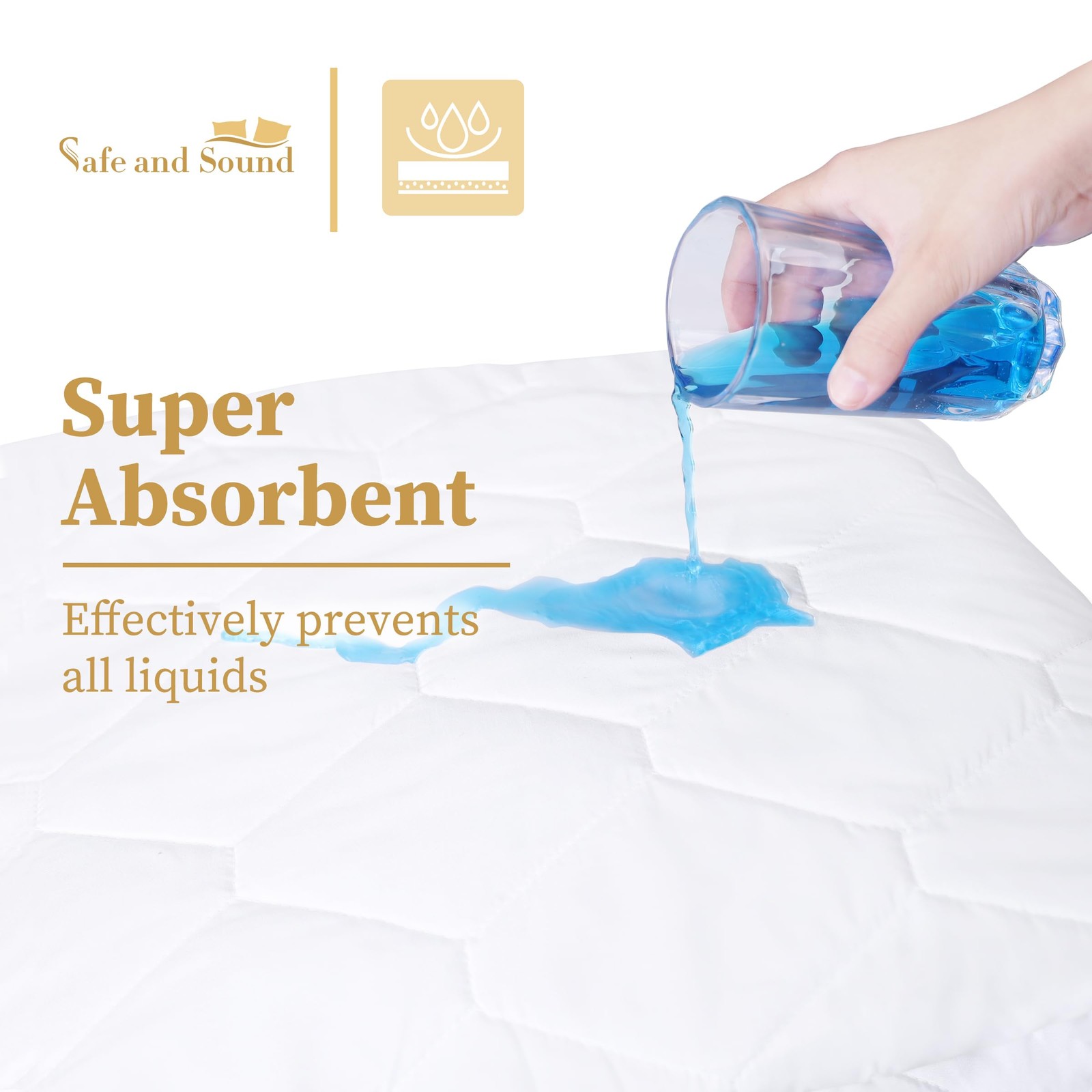 King Quilted Fitted Waterproof Mattress Pad, Breathable Premium King, White