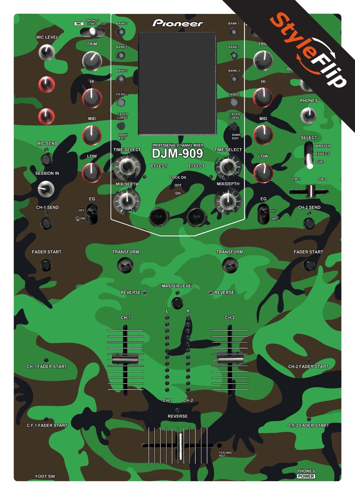 Pioneer DJM 909 Skin | Green Camo | Protective Decal | StyleFlip Skins