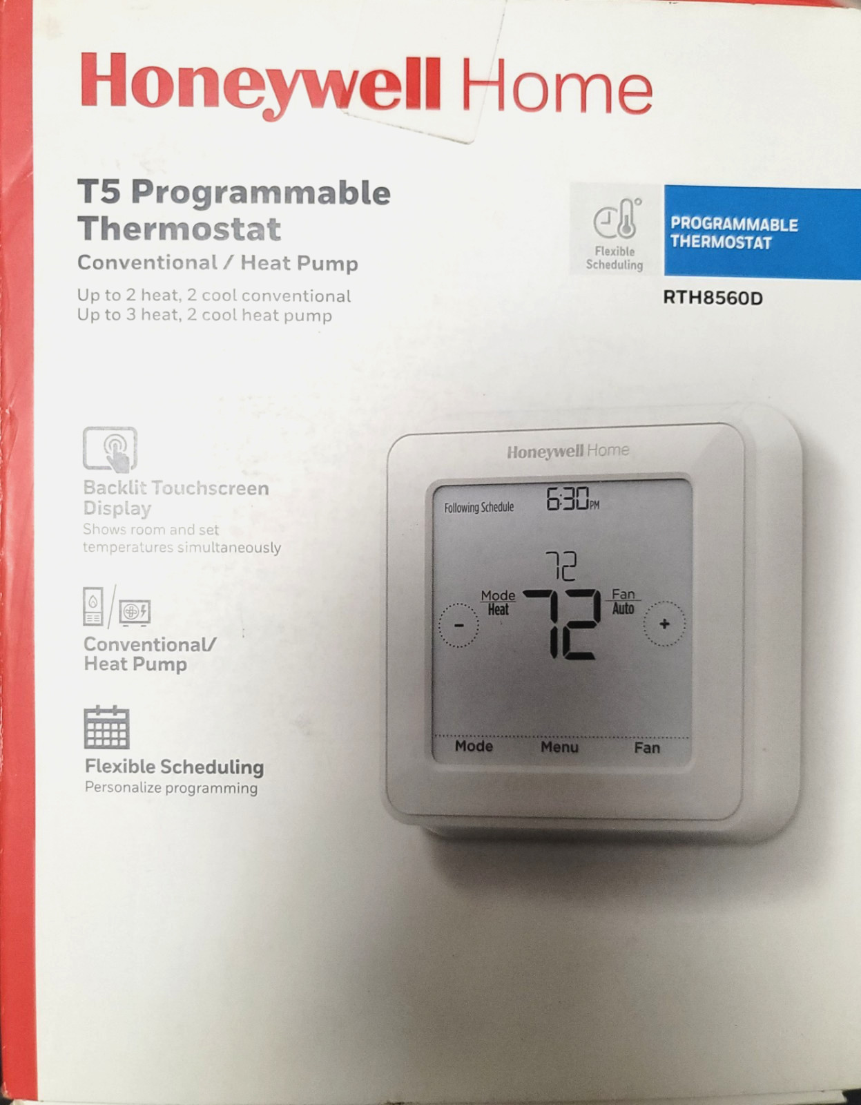 Honeywell T5 Programmable 7 Day Thermostat (RTH8560D1002) OB FREE FAST SHIP
