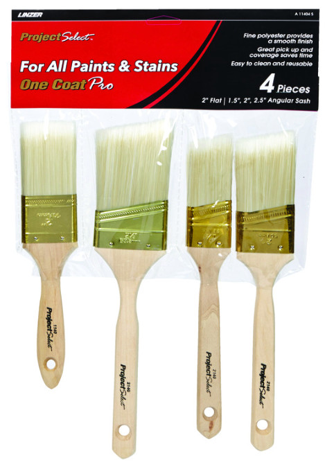 Linzer A 11404 S Wood Handle Assorted Size Polyester Paint/Stains Brush Set