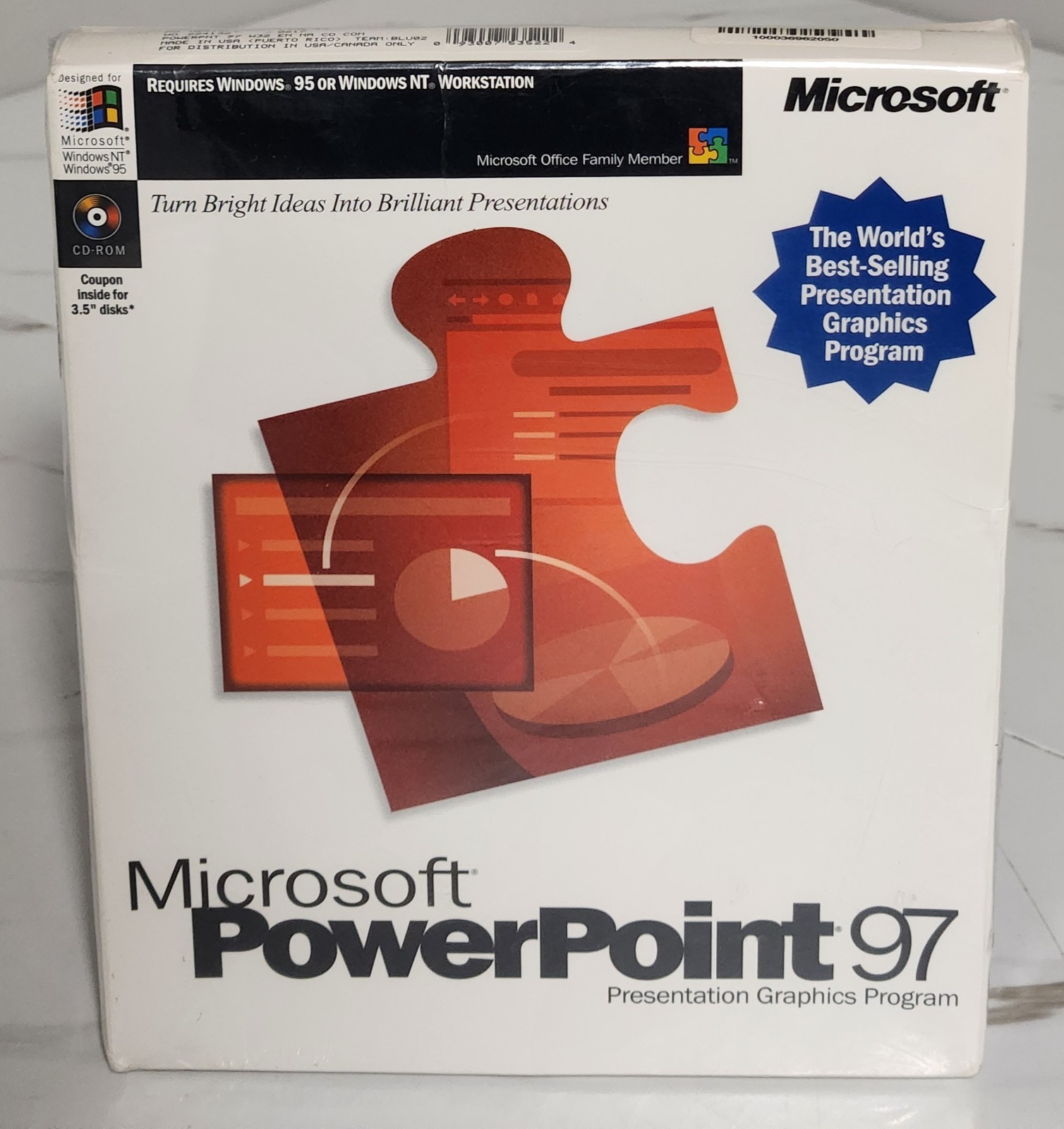 Vintage Microsoft Powerpoint 97 Pc Big Box New Factory Sealed