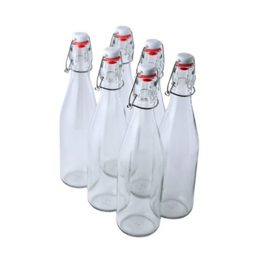 Swing Top Glass Bottles |16 oz – Pack of 6 | Clear, Flip Top Glass 6 Pack