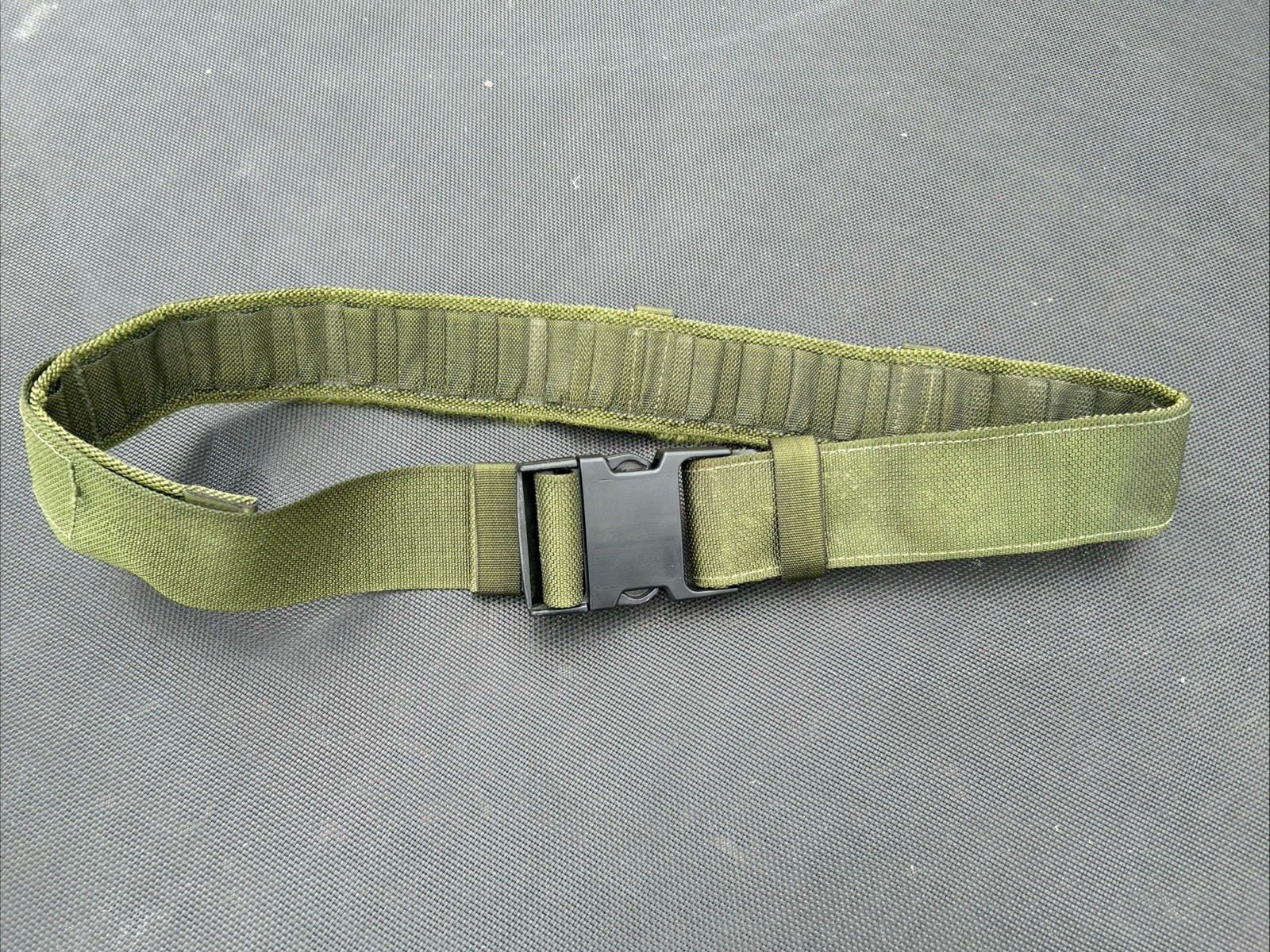 Good Used British Army Olive Green PLCE Webbing Belt 1990s Size Small 2nd Patt