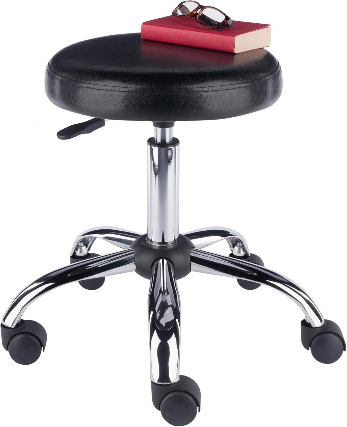 Wood Clark Round Cushion Swivel Stool with Adjustable Height