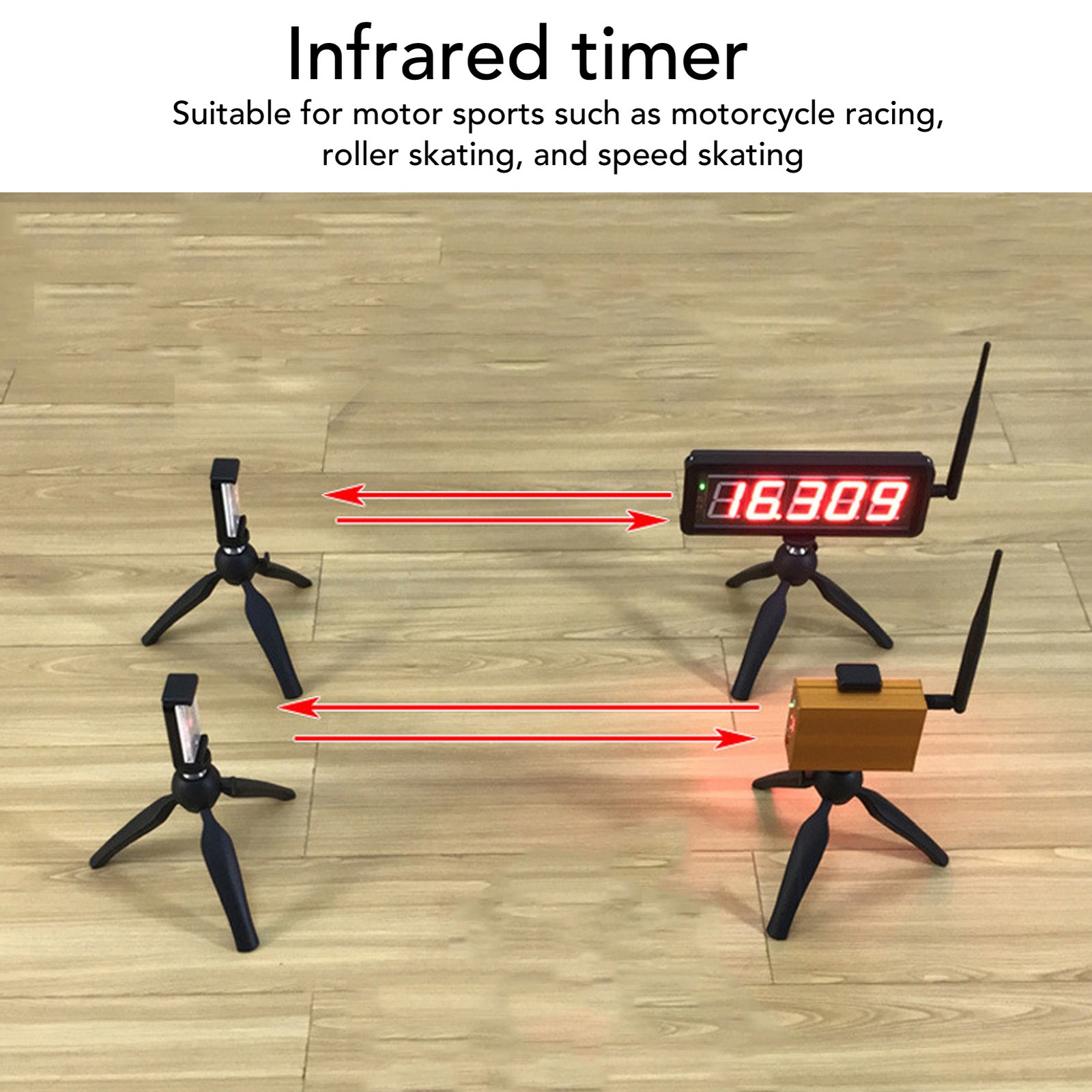 Wireless Laser Timer Battery Powered 5 Digit Digital Display Auto Reset NY