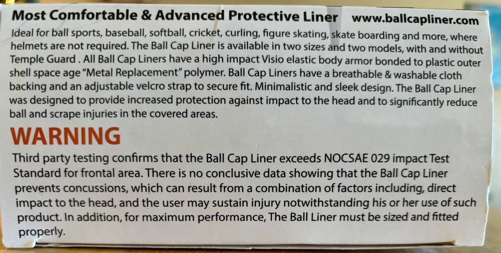 Baseball Cap Liner Collision Cap Lining Protective Reusable Hat Liner - NIB