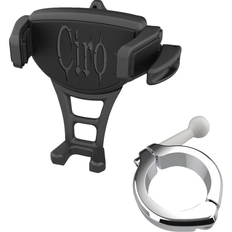 Ciro Constrictor Phone Holder - Black - Chrome 1-1/2in. Handlebar Mount 50356
