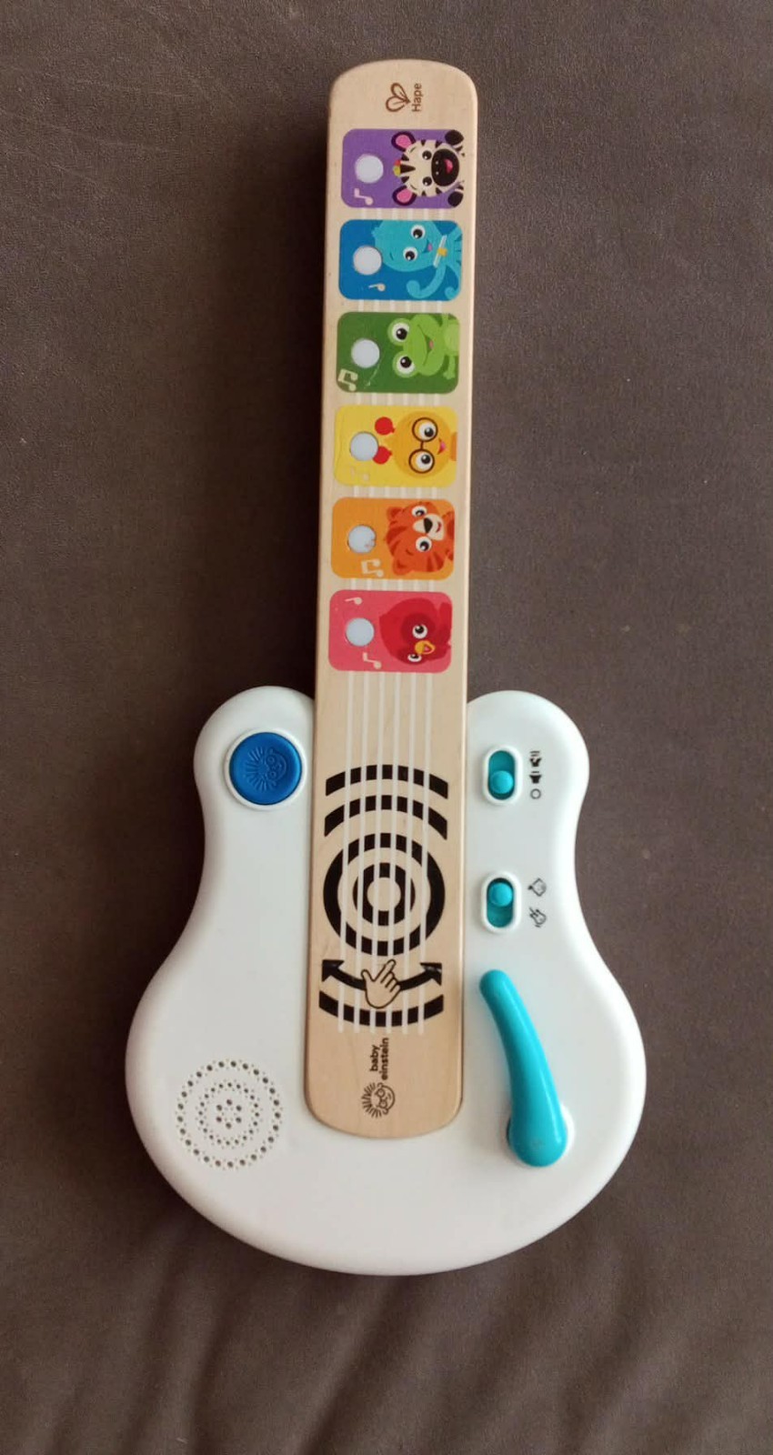 Baby Einstein Hape Rock & Strum Magic Touch Toy Guitar, White, Battery Powered,