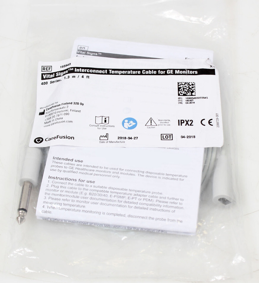 NEW OEM Vital Signs 4ft Temperature Interconnect Cable 165640 for GE 400 Series