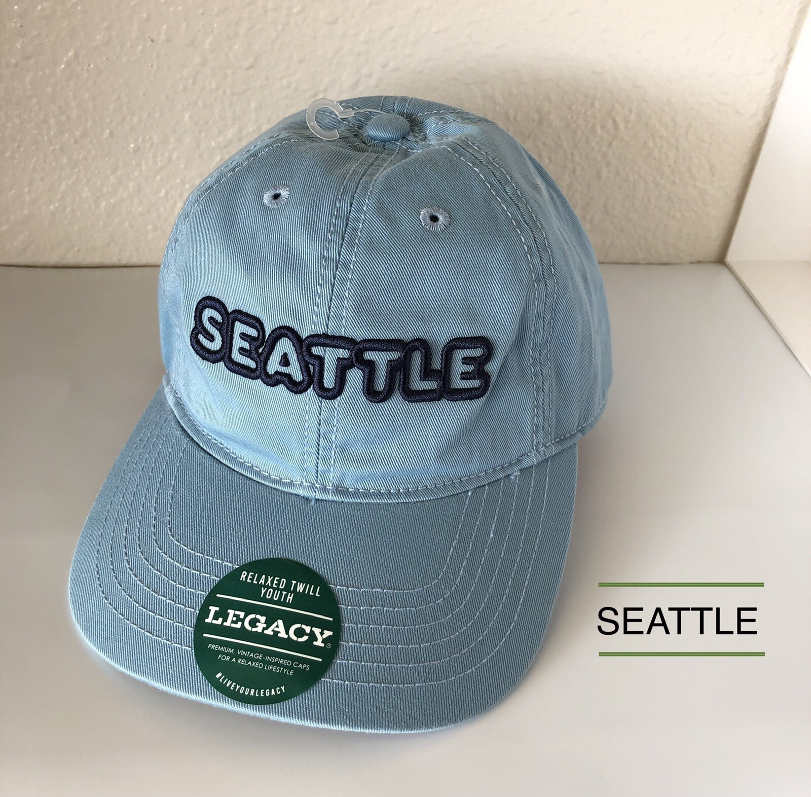 Legacy Seattle Washington Adjustable Hat Relaxed Twill Youth Boys Light Blue
