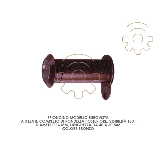 Eurovista Bronze Pebble 3 Lens 180° ø 16mm Length 40 ÷ 60mm for P Doors
