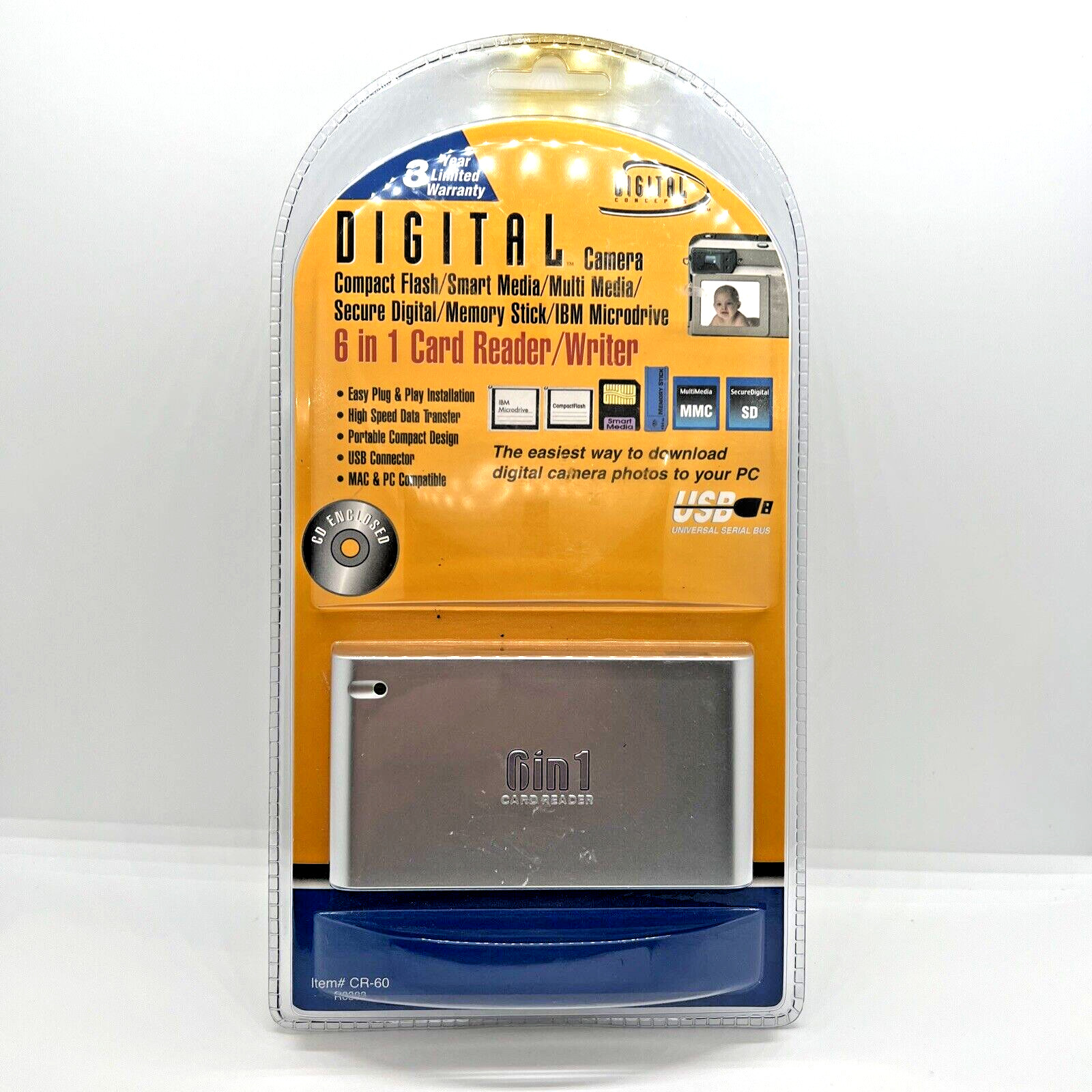 Digital Concepts CR60 - 6 In 1 Memory Card Reader- Brand New Sealed!